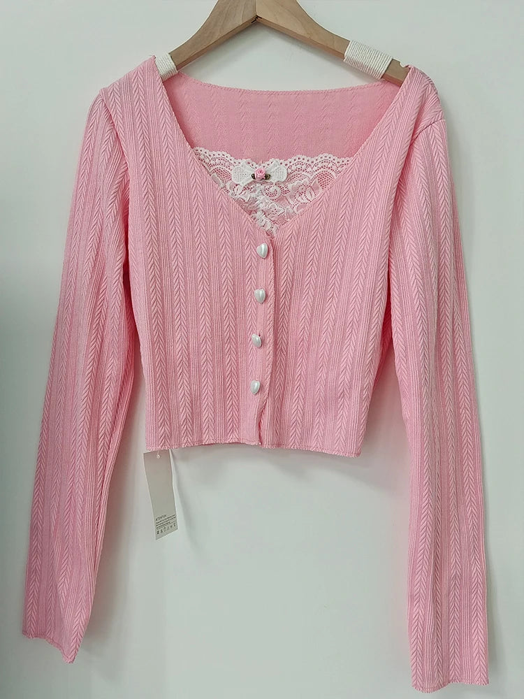 Korean Lace-Front Long Sleeve