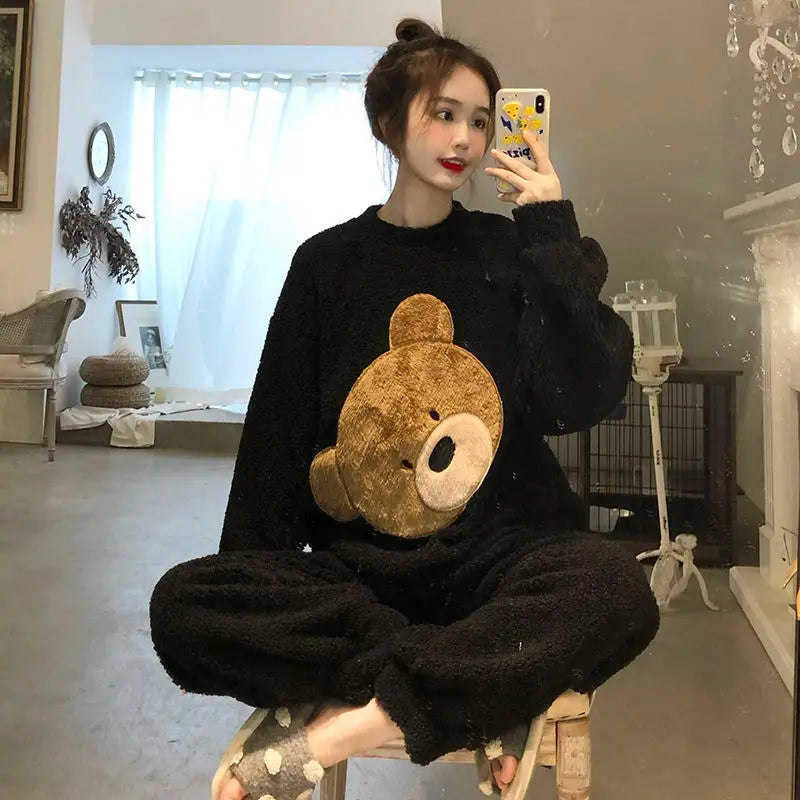 Korean Bear Fluffy Pajamas