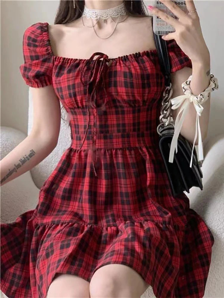 Red Plaid Minidress