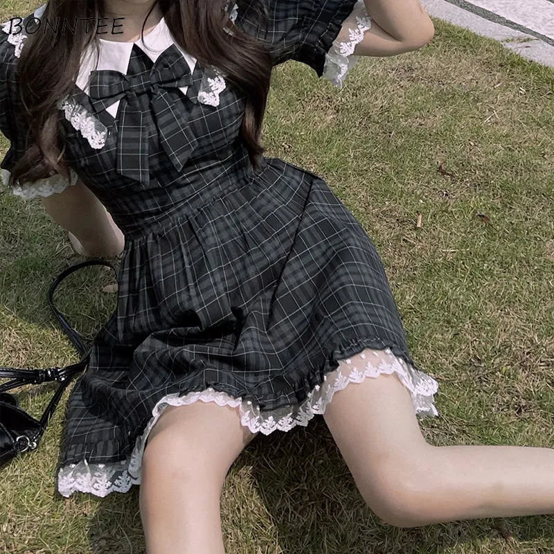 Black Plaid Minidress