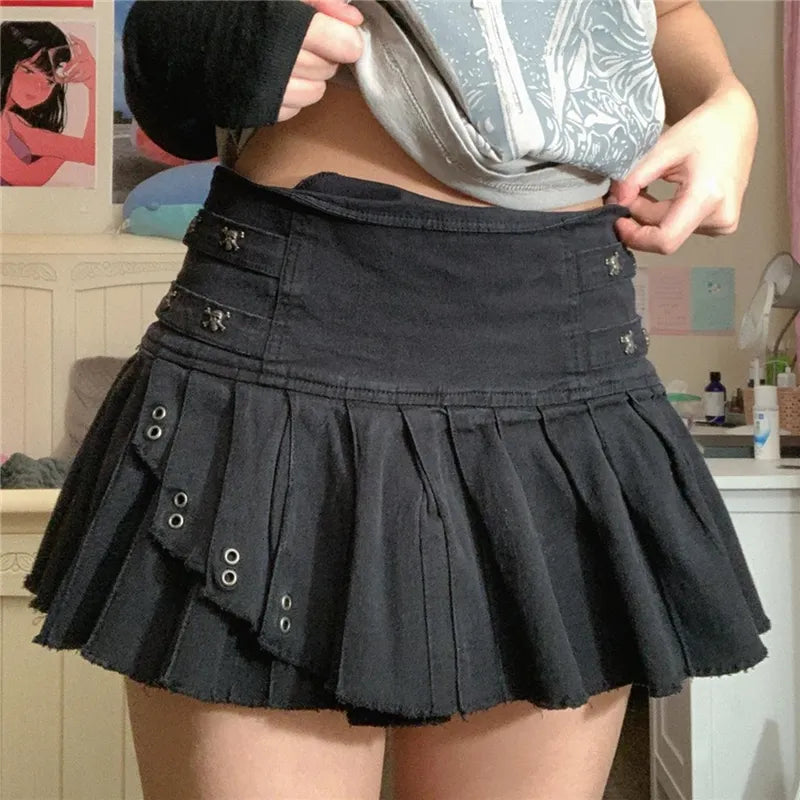 Pleated Gray Mini Skirt