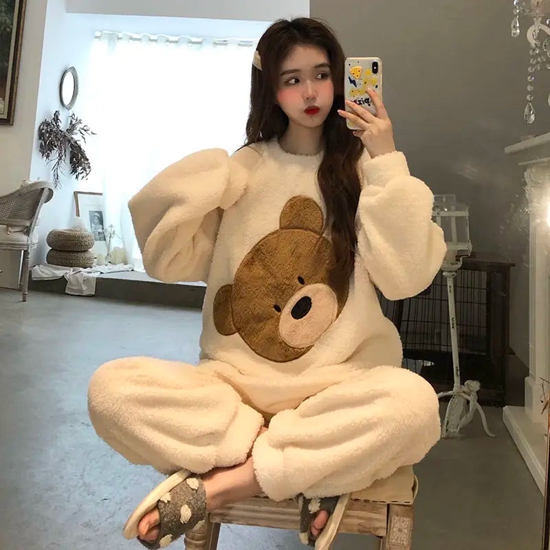 Korean Bear Fluffy Pajamas