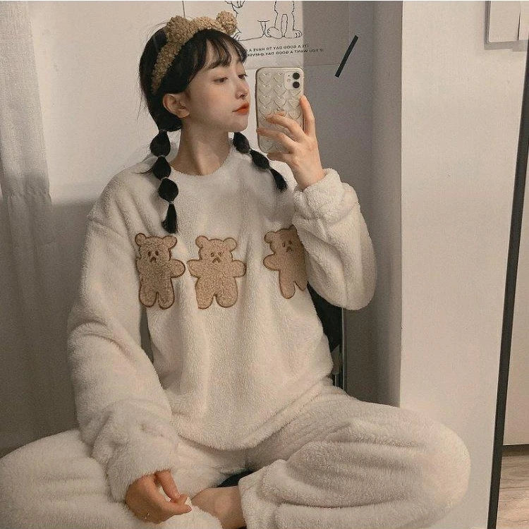 Korean Bear Fluffy Pajamas