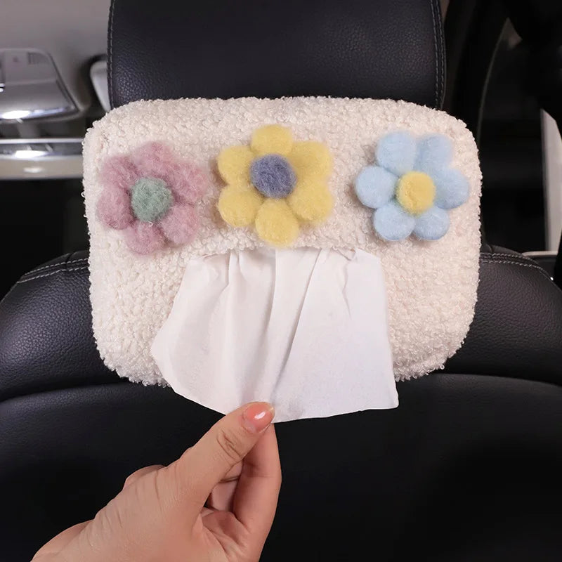 Plush Flower Car Tissue Box