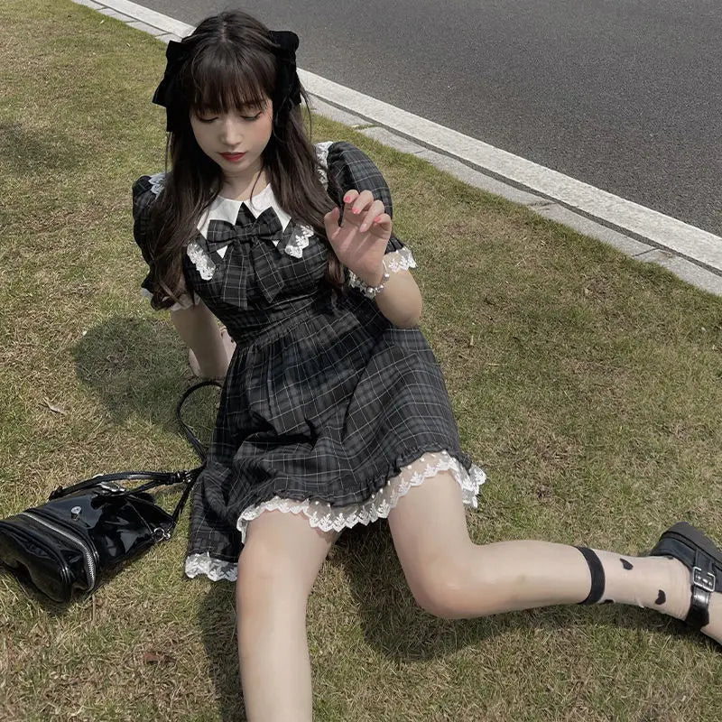 Black Plaid Minidress