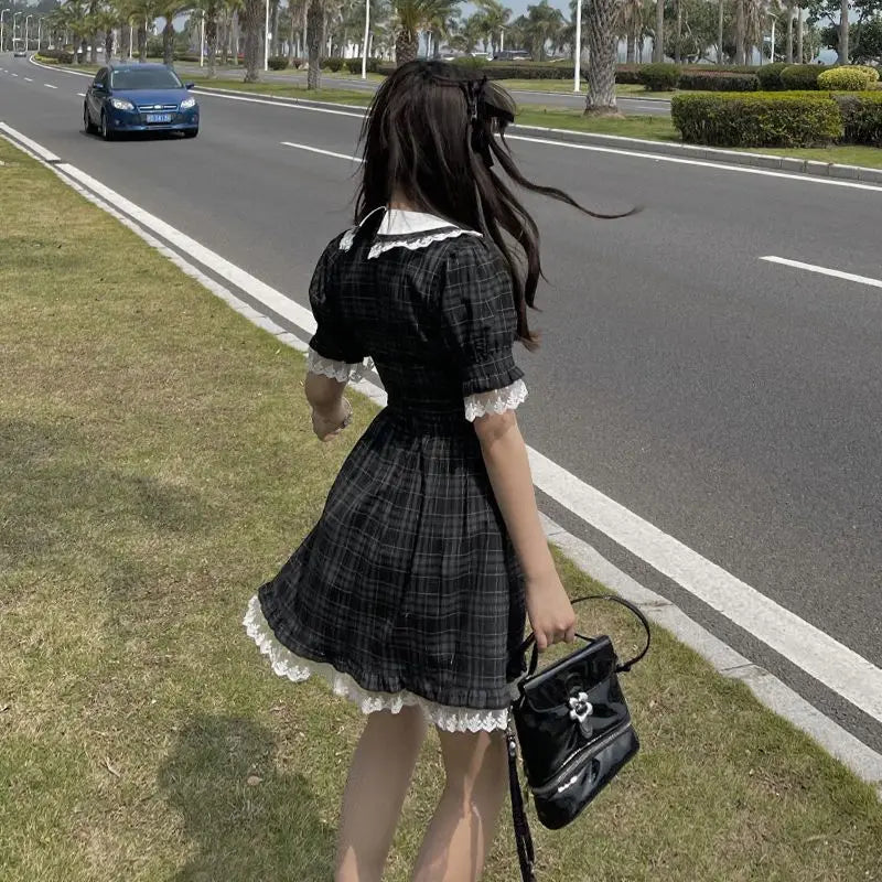 Black Plaid Minidress
