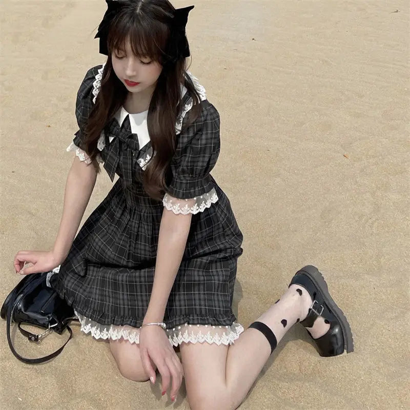Black Plaid Minidress