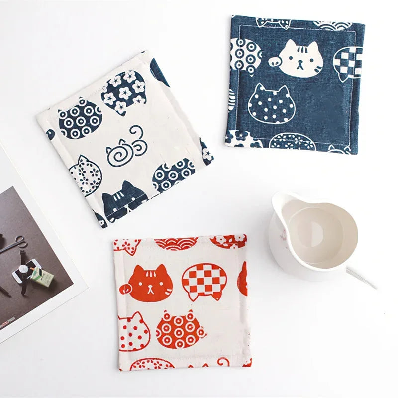 Korean Cloth Kitty Coasters