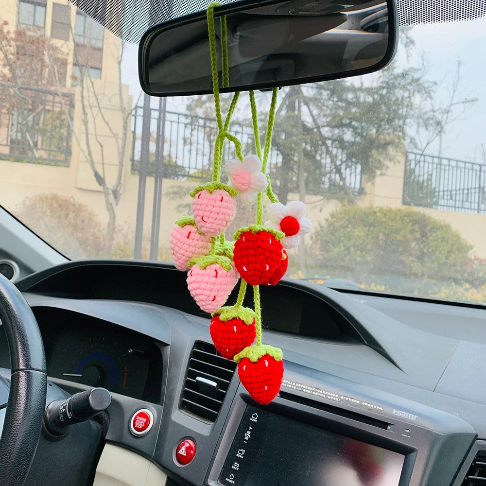 Strawberry Crochet Car Charms