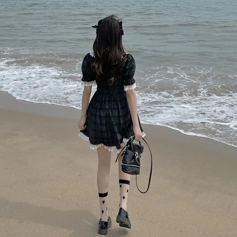 Black Plaid Minidress