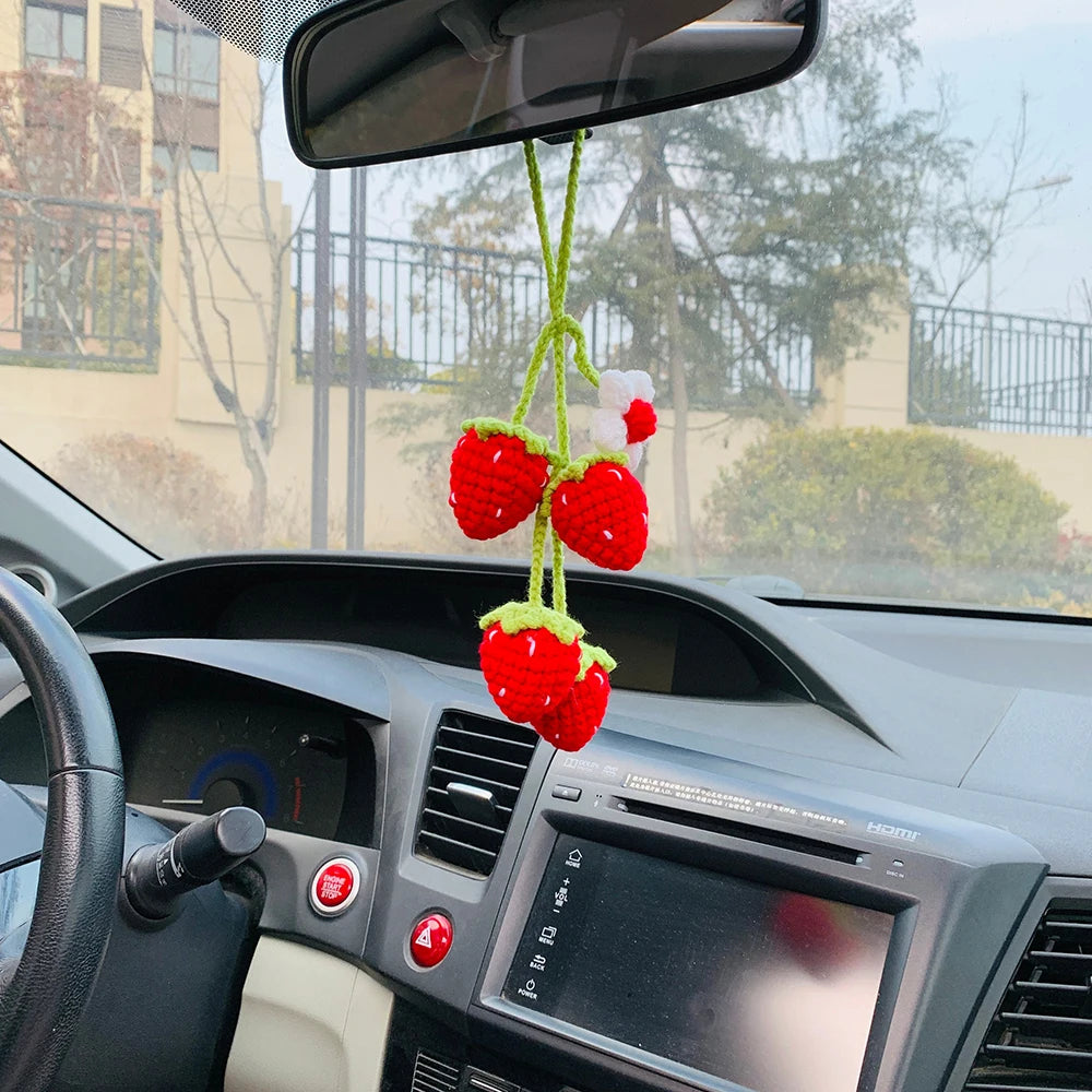 Strawberry Crochet Car Charms