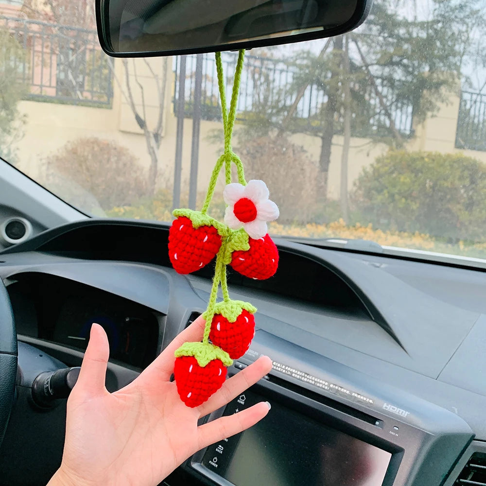 Strawberry Crochet Car Charms