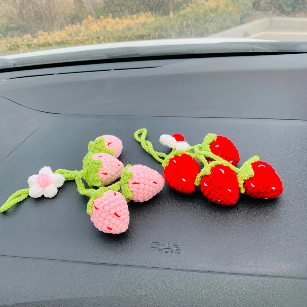 Strawberry Crochet Car Charms
