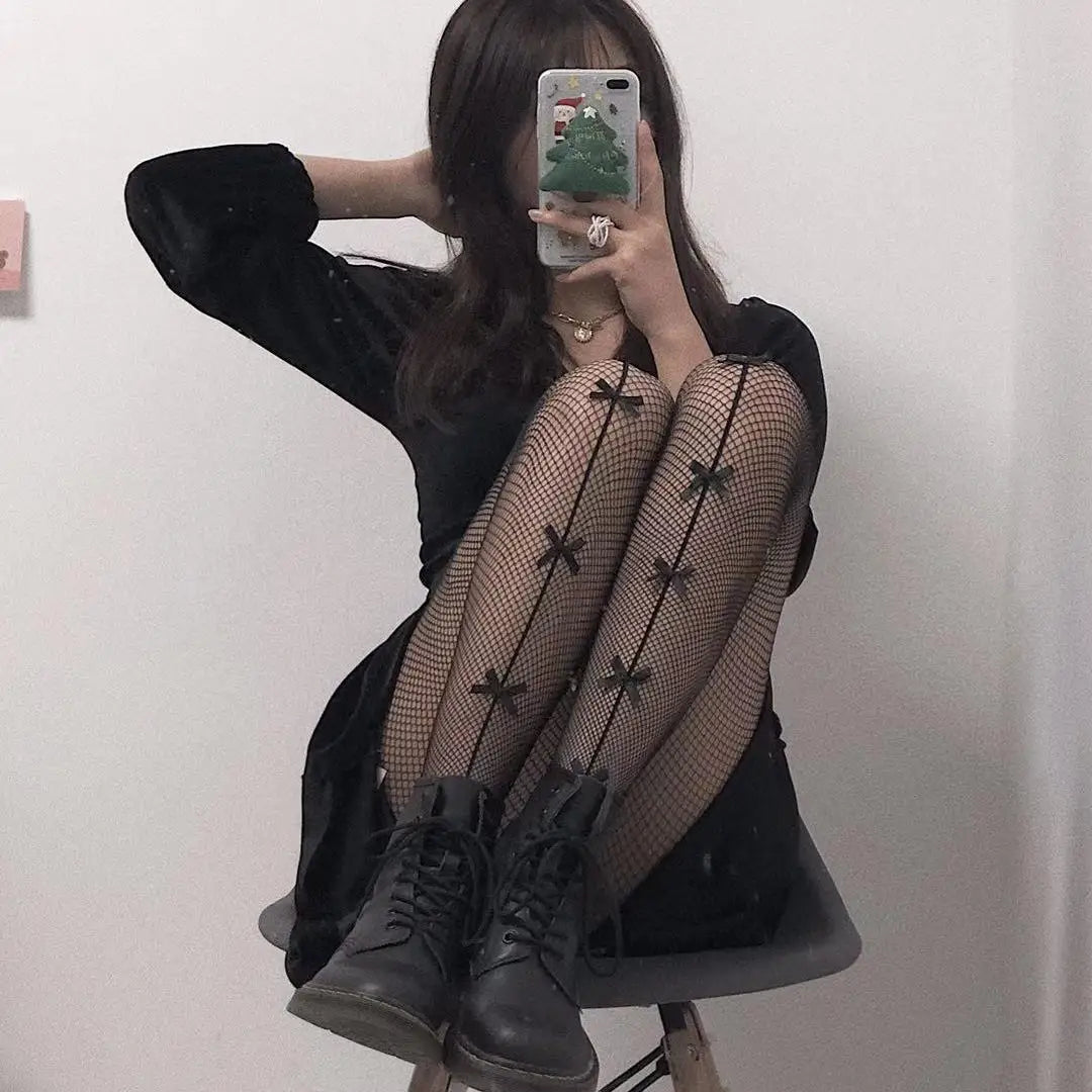 Fishnet Bow Stockings
