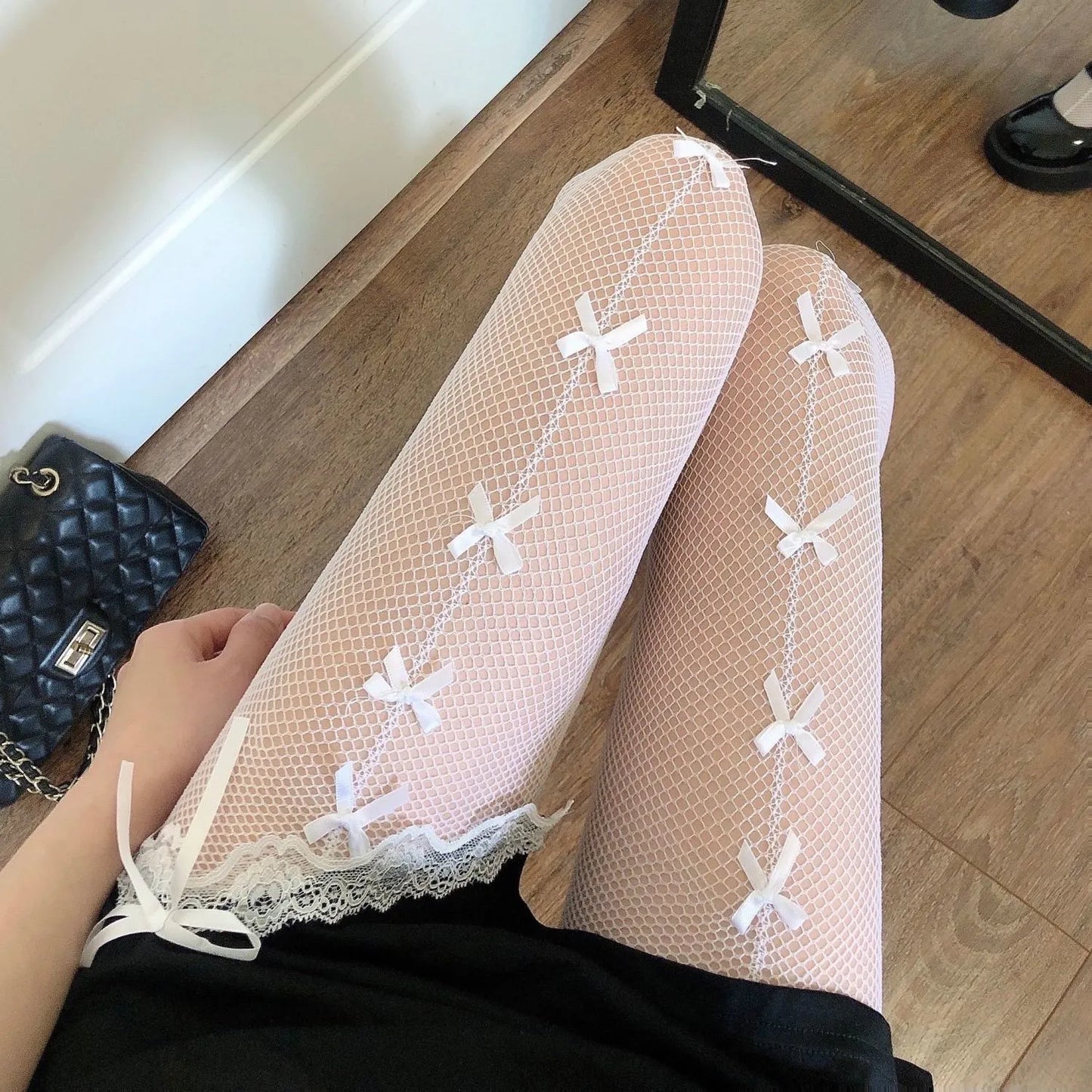 Fishnet Bow Stockings