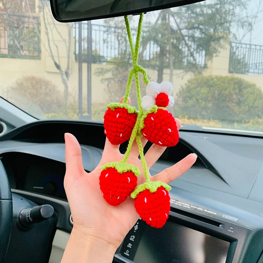 Strawberry Crochet Car Charms