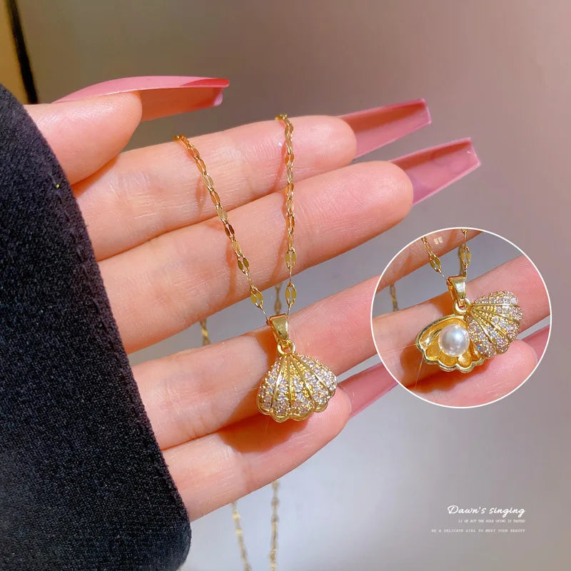 Pearl in a Shell Necklace