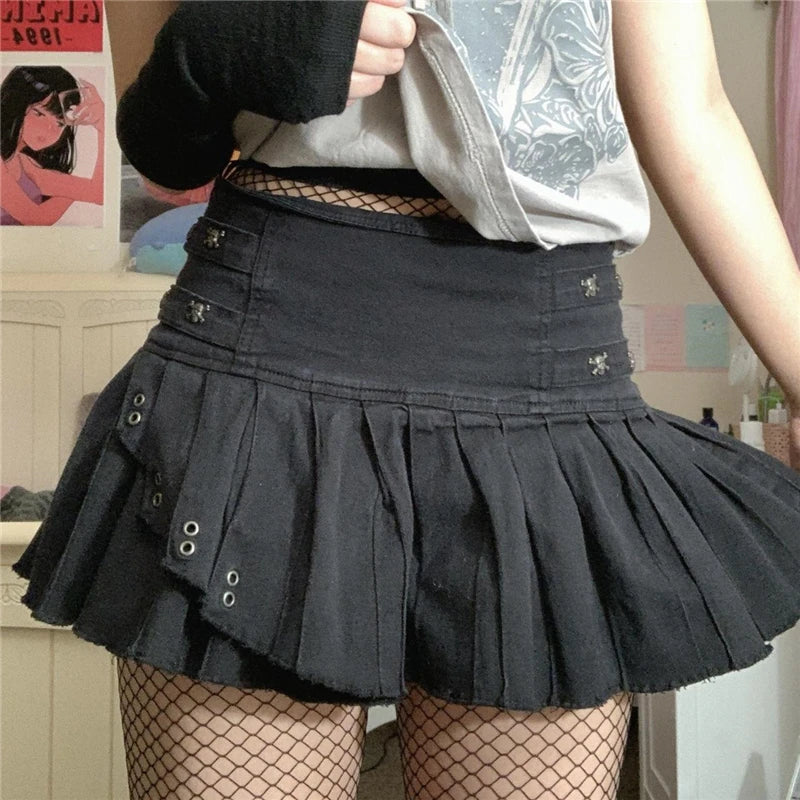 Pleated Gray Mini Skirt