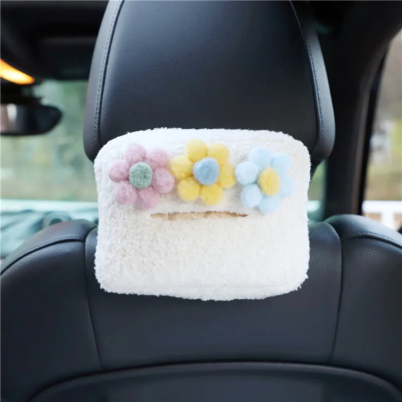 Plush Flower Car Tissue Box