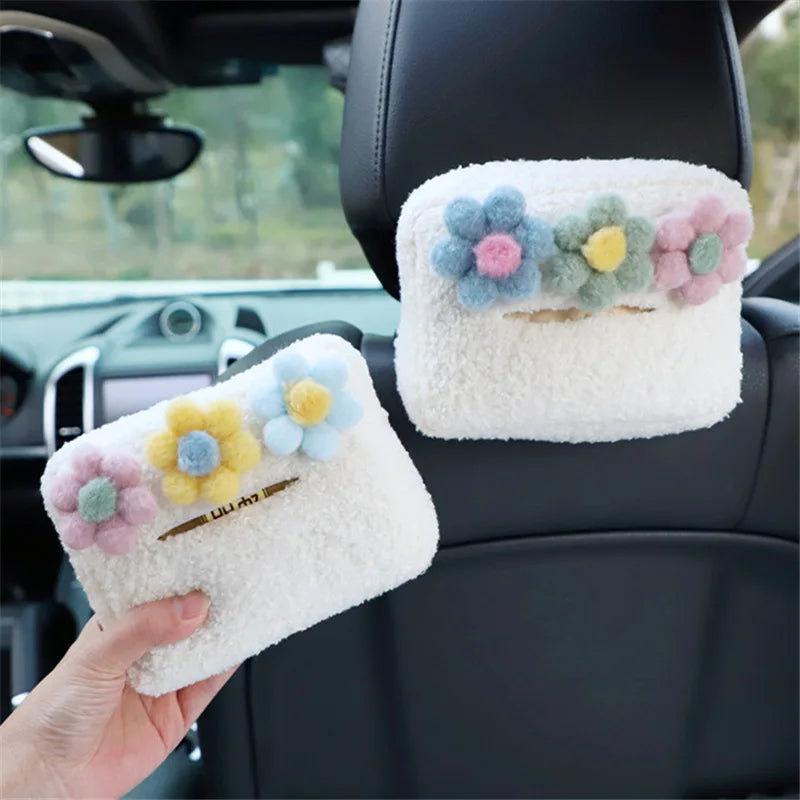 Plush Flower Car Tissue Box