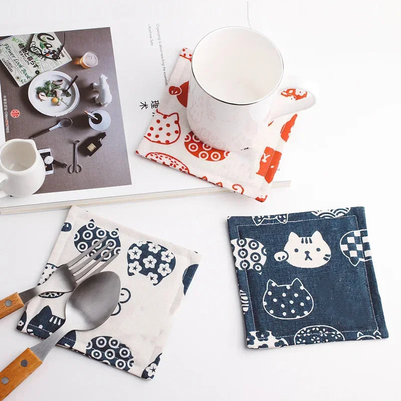 Korean Cloth Kitty Coasters