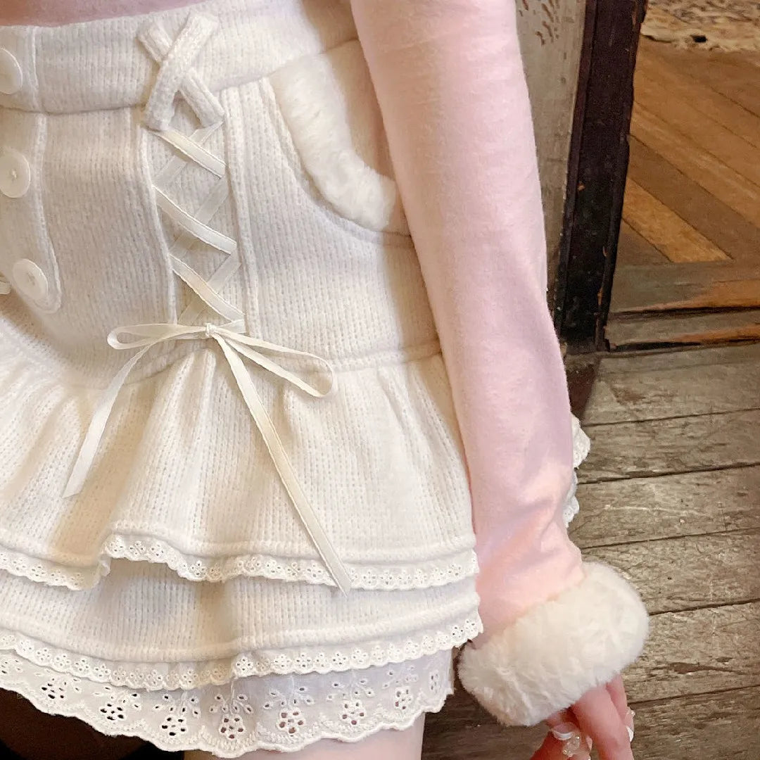 Pink Bow Mini Skirt