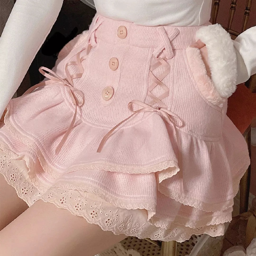 Pink Bow Mini Skirt