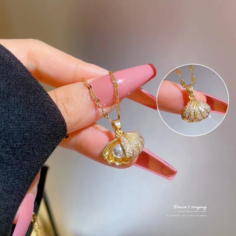 Pearl in a Shell Necklace