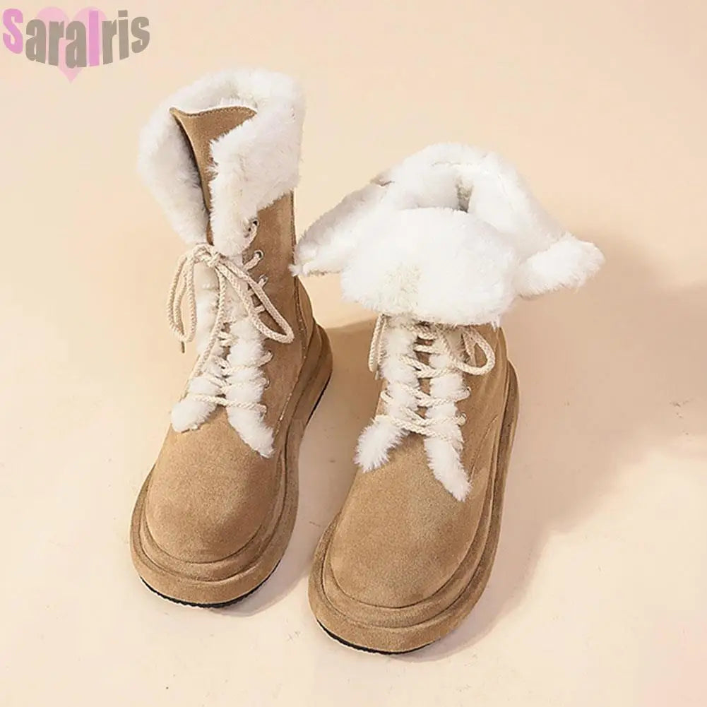 Mid Calf Fur Snow Boots