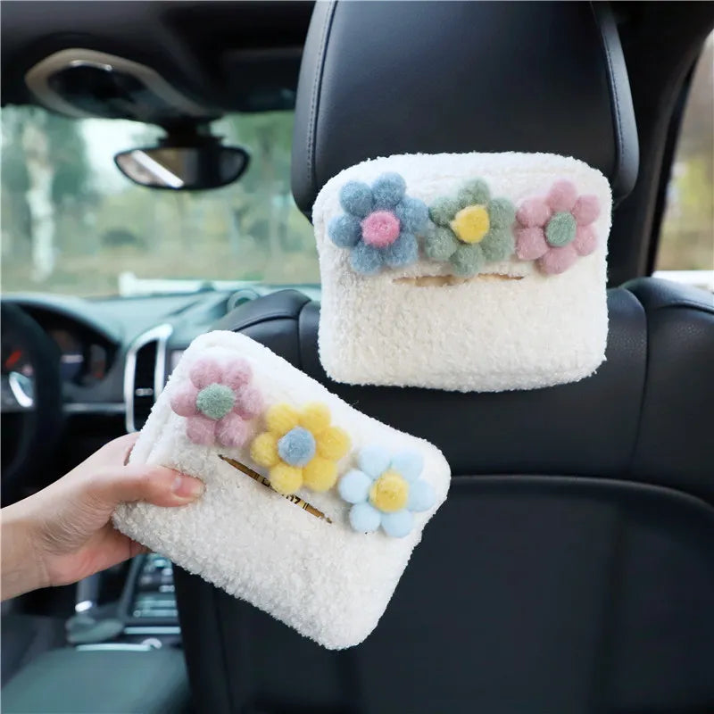 Plush Flower Car Tissue Box