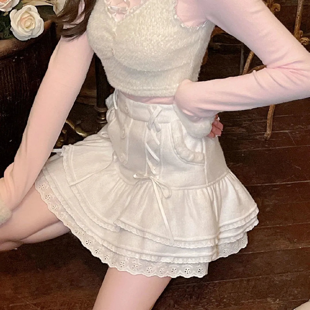 Pink Bow Mini Skirt