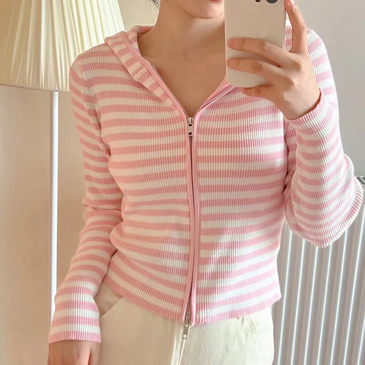 Knitted Pink Hoodie