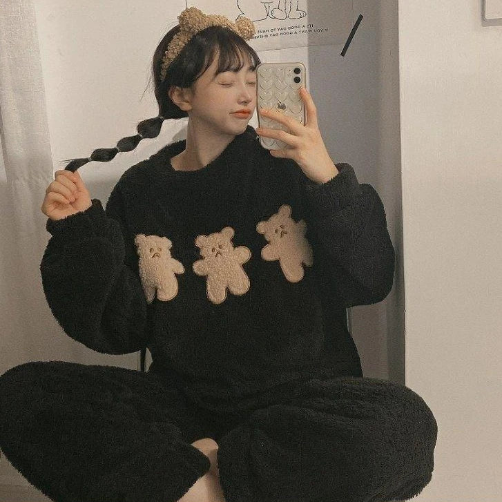 Korean Bear Fluffy Pajamas